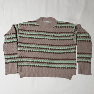ALLISON + ZOE Women's Sweater Brown and Green Striped Size M.